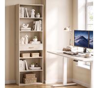 Tall Bookcase with Cubes, 7-Tier Bookshelf with Drawer