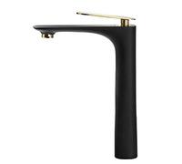 Tall Brass Basin Mixer Tap - Hot & Cold Single H Faucet for Above Counter Sin - Black h with Clete Accessories - Ideal for Modern Bathrooms