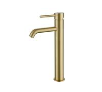 Tall Brushed Brass Mono Basin Mixer Tap - Arissa