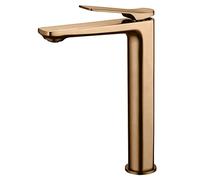 Tall Brushed Copper Bathroom Sink Tap Basin Standing Faucet Mixer Single Lever