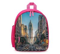 Tall Buildings in The City Backpack for Men Women, Durable Small Bookbag Lightweight Daypack for Travel, Hiking, Pink-style, One Size, Daypack Backpacks