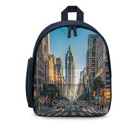 Tall Buildings in The City Backpack for Men Women, Durable Small Bookbag Lightweight Daypack for Travel, Hiking, Blue-style, One Size, Daypack Backpacks