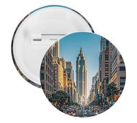 Tall Buildings in The City Badge Metal Round Pins, Lightweight Brooch for Backpack, Fashion Button Pins Badge for Shirts, Jackets, Shawl Coat, Unisex, 12PCS, Tinplate, metal round pins