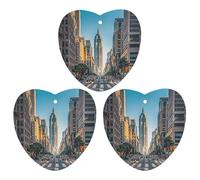 Tall Buildings in The City Car Air Freshener, 3 Pcs Love form Hanging Air Freshener Cards, Long Lasting Fragrance Scented Cards for Car, Home, Office Black-style