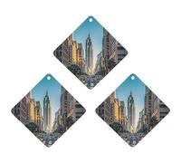 Tall Buildings in The City Car Air Freshener, 3 Pcs Rhombus Hanging Air Freshener Cards, Long Lasting Fragrance Scented Cards for Car, Home, Office Black-style