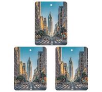 Tall Buildings in The City Car Air Freshener, 3 Pcs Square Hanging Air Freshener Cards, Long Lasting Fragrance Scented Cards for Car, Home, Office Black-style