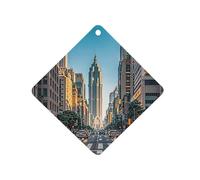 Tall Buildings in The City Car Air Freshener Hanging, Long Lasting Scented Car Aromatherapy Tablets, Rhombus Fragrance Scented Cards for Vehicles, Bedroom, Wardrobe Black-style