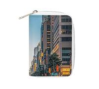 Tall Buildings in The City Card Holder for Men Women, Leather Credit Card Holder with 20 Card Slots Small Purse with Zipper