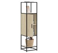 Tall Cabinet Black Sonoma Oak 35.5x35x139cm Engineered Wood & Metal with Shelves