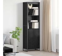 Tall Cabinets 2pc Black Oak 60x36x200 cm Engineered Wood Industrial Storage Unit