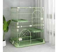 Tall Cat Cages Indoor Large with Litter Box, Multi-level Spaces and Doors with Ladder Platform, Hammock, Wire Cat Cages, for Small Animal, Kitty, Bunny
