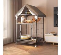 Tall Cat Cages Indoor Large with Litter Box with Top Storage Space, with Wheels, Tray, Hammock, Indoor Cat Enclosures for Cats, Ferret, Chinchilla, Rabbit, Small Animals