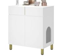Tall Cat Litter Box Enclosure with Storage Drawer, Wooden Furniture for Indoor Use