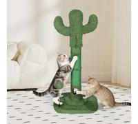 Tall Cat Scratching Post for Indoor Cats Adults, Cat Scratch Post with Sisal Rope Claw Scratcher, Solid Wood Cat Tower with Scratching Post and Cat Toys Mouse Hole,Cactus Small Cat Tree(Green Cactus)