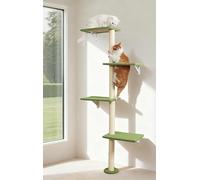 Tall Cat Scratching Posts,4 Tier Corner Cats Tree, Wall Mounted Kitten Tower,Carpeted Climbing Wall for Indoor Kitty Perching,Playing and Lookout(Green)