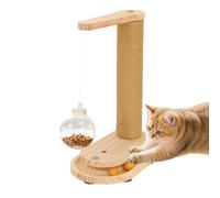 Tall Cat Scratching, Sisal Rope Interactive Scratcher, 24 Inches Cat Scratching Post with Climbing Feature, Sturdy Wood Cats Tower with Play Enrichment, Furniture Protector Stable Base