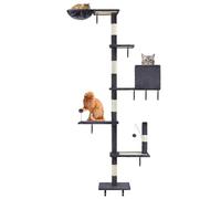 Tall Cat Tree,5 Tier Floor to Ceiling Cats Tower,Multi-Level Cat Wall Shelves, Wall-Mounted Scratching Post, with Condo Hammock for Climbing,Scratch,and Play (Dark Gray)