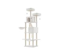 Tall Cat Tree Activity Centre with 13 Scratching Posts, Cream White / XXL(60 x 50 x 206 cm)