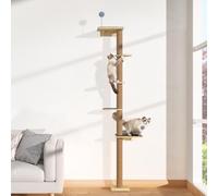 Tall Cat Tree Wall Mounted for Large Cats, 82 inch Scratching Post with Toys, Floor to Ceiling Cats Tower for Corner Area, Kitty Wall Shelf for Sleeping Playing Lounging Perching