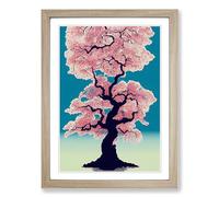 Tall Cherry Blossom Tree Framed Print | A2 Oak Framed Wall Art | Ready to Hang | Modern Floral Picture | Living Room Bedroom Lounge Office