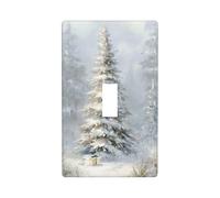 Tall Christmas Tree in The Snow Light Switch Cover Decorative Single Toggle 1 Gang Wall Plate for Kitchen Farmhouse Bedroom Bathroom Art Decor