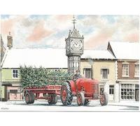 Tall Christmas Trees For Sale Tractor Clock Tower Open Happy Christmas Card