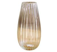 Tall Clear Recycled Glass Vase 14x30x14cm Ribbed Flower Arrangement Table Centrepiece Decor (1)