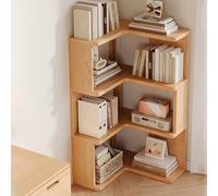 Tall Corner Bookshelf, L-Shaped Open Etagere Wooden Bookcase for Living Room, Office, Classroom, Bedroom, Dorm, Large Tier Spacing