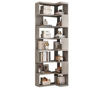 Tall Corner Bookshelf, L Shaped Wooden Bookcase, 5/6/7-Shelf Modern Storage Shelf for Living Room, Bedroom, Kitchen, Home Office