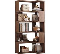 Tall Corner Bookshelf, L-Shaped Wooden Storage Shelf, 5/6/7-Shelf Modern Bookcase for Living Room, Bedroom, Kitchen - Versatile Display Solution
