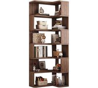 Tall Corner Bookshelf, L Shaped Wooden Storage Shelves, 5/6/7 Shelves, Modern Display Shelf for Living Room, Bedroom, Kitchen