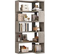 Tall Corner Bookshelf, L Shaped Wooden Storage Shelves, 5/6/7 Shelves, Modern Display Shelf for Living Room, Bedroom, Kitchen