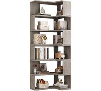 Tall Corner Bookshelf, L Shaped Wooden Storage Shelves, 5/6/7 Shelves, Modern Display Shelf for Living Room, Bedroom, Kitchen