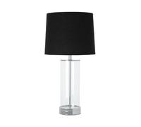 Tall Cylinder Glass with Black Shade Table Lamp Black