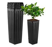 Tall Deep Tree Pot, 50Pcs Plastic Deep Nursery Pots 11.2" Tall Flower Plant Container Plant Seedling Pots Tree Starter with Drainage Holes for Indoor Outdoor Garden Plants, 3 x 3 x11.2 inch