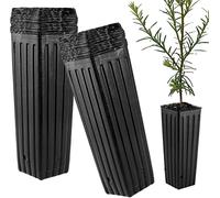 Tall Deep Tree Pot, 50Pcs Plastic Plant Seedling Treepots Tall Flower Plant Container Starting Pots with Drainage Holes Flower Container for Indoor Outdoor Garden Plants 9.8" H x 4.7" W