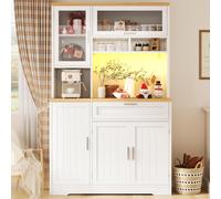 Tall Display Cabinet with 3-Door Storage and Large Worktop, Versatile Sideboard for Kitchen and Living Area, 104L x 40W x 180H cm, White Aosom UK