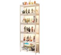 Tall Display Cabinet with Clear Glass Doors, Adjustable Shelves, Dustproof Curio Display Case for Action Figures, Collectibles, Antiques - Modern Storage Showcase for Living Room Bedroom Office 50cm