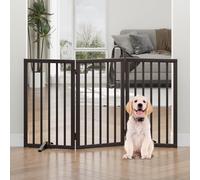 Tall Dog Gates for Doorways, Foldable Dog Gate Indoor, Freestanding Pet Gates for Doorways Bedroom, Puppy Gate with Metal Support Feet, Room Divider,3 Panels (browm)