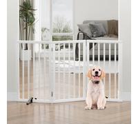Tall Dog Gates for Doorways, Foldable Dog Gate Indoor, Freestanding Pet Gates for Doorways Bedroom, Puppy Gate with Metal Support Feet, Room Divider,3 Panels (white)