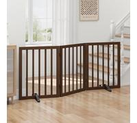 Tall Dog Gates for Doorways, Foldable Dog Gate Indoor, Freestanding Pet Gates for Doorways Bedroom, Puppy Gate with Metal Support Feet, Room Divider,3 Panels (Dark Walnut)