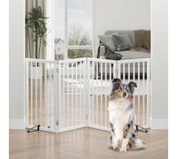 Tall Dog Gates for Doorways, Foldable Dog Gate Indoor, Freestanding Pet Gates for Doorways Bedroom, Puppy Gate with Metal Support Feet, Room Divider,4 Panels (white)