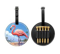 Tall flamingos Black Printed golf tee storage bag - portable design, easy to organize tee, Black, One Size