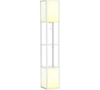 Tall Floor Lamp Dual Light Slim Shelving Unit Modern Living Room Study Office
