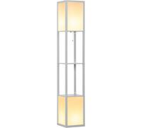 Tall Floor Lamp Dual Light Slim Shelving Unit Modern Living Room Study Office