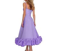 Tall Formal Dress Fashion Suspender Large Swing Party Dress for Women Summer Three Flower A Line Dress New Dress Elegant Evening Dresses for Women (Purple, XL)