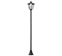 Tall Free-Standing ABS Garden Solar LED Lamp Post Black 1.77m
