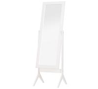 HOMCOM Freestanding Dressing Mirror 148X47cm Adjustable Angle White Frame Home, White