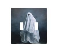 Tall Ghostly Figure in White Robes Double Gang Toggle Light Cover Wall Plate Switch Decor Standard Size - 11.4x11.4cm