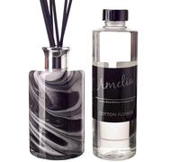 Tall Glass Cylinder Reed Diffuser Gift Set in Black, Grey & White (Night Sky) with Cotton Flower Fragrance